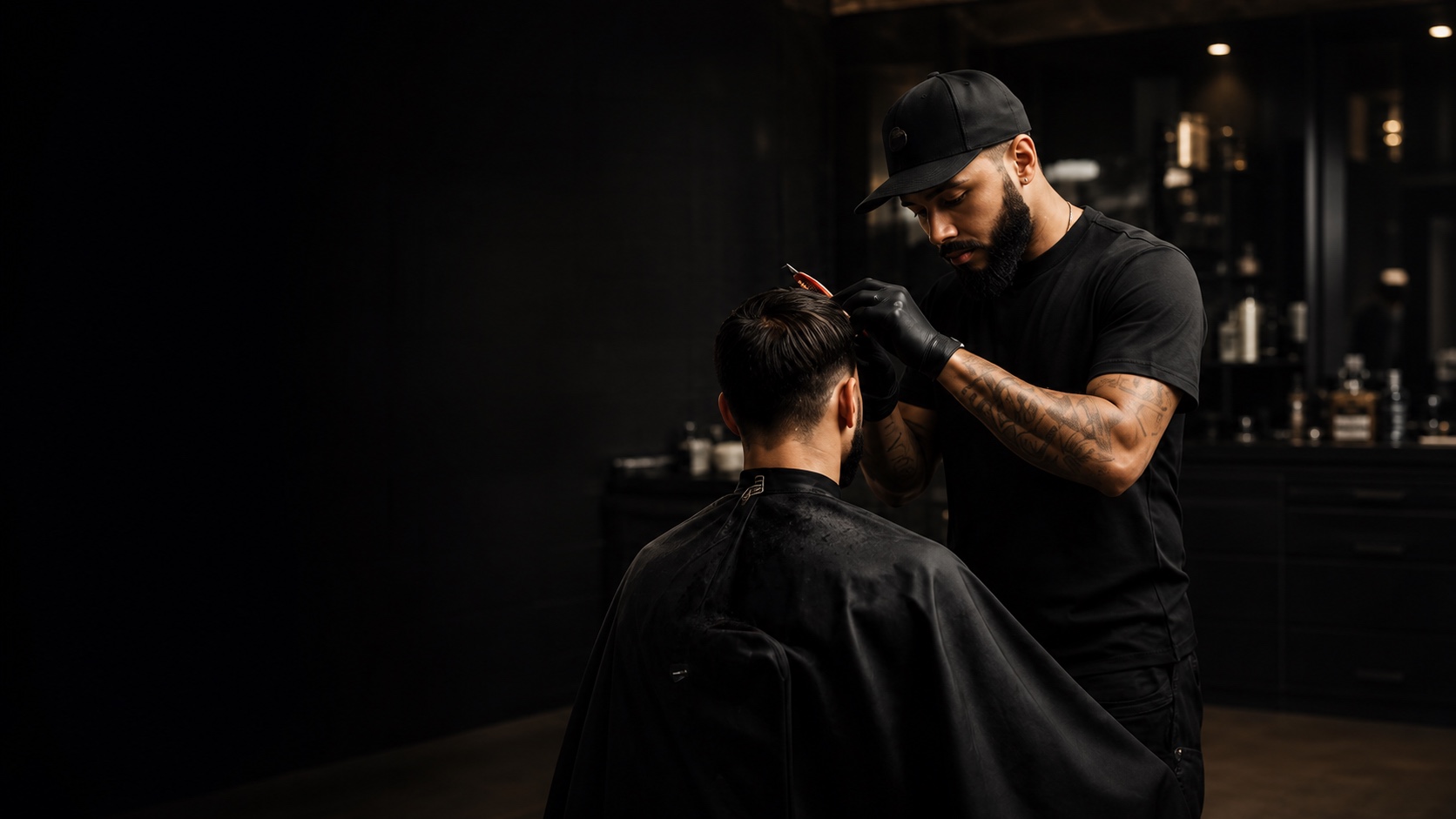 A barber working with a client inside a premium studio